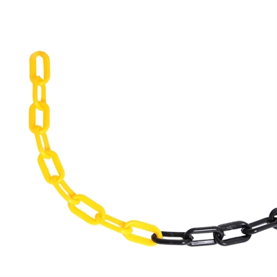 Avspärrningskedja för plaststolpar - 10 meter - Svart / Gul