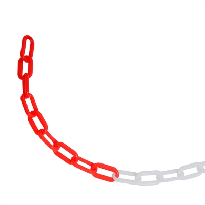 Avspärrningskedja för plaststolpar - 10 meter - Röd / Vit