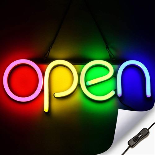 "OPEN" LED neonskylt - Flerfärgad