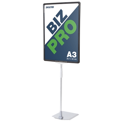 Biz Pro svart skyltställ med kromad metallfot - A3