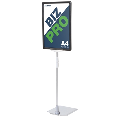 Biz Pro svart skyltställ med kromad metallfot – A4