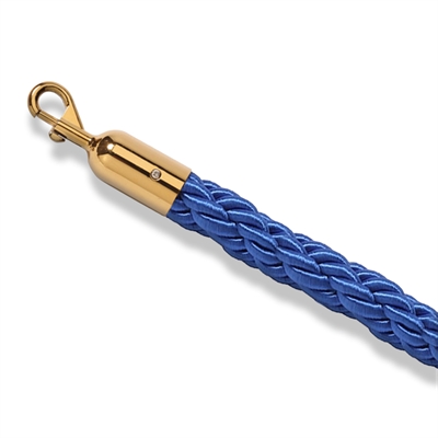 Blå flätat rep med mässing klicklås - 200 cm