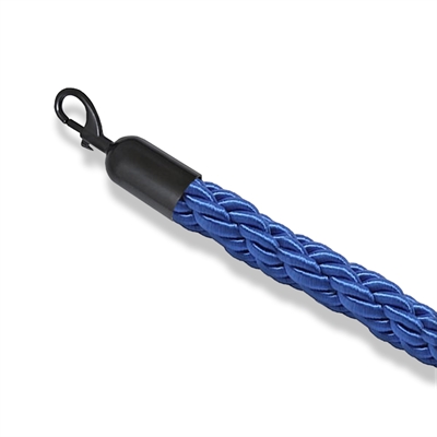 Blått flätat avspärrningsrep med svart snäpplås - 200 cm