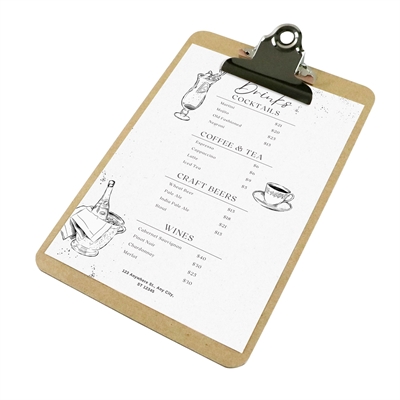 Classic Trä clipboard menuhållare - Ljusbrun - A5