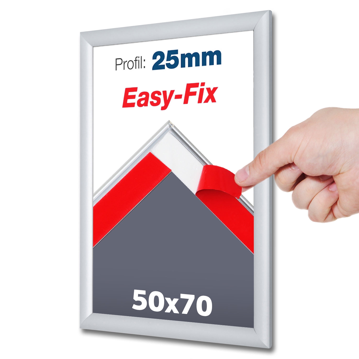 EasyFix Självhäftande Snäppramar med 25mm profil - 50x70 cm