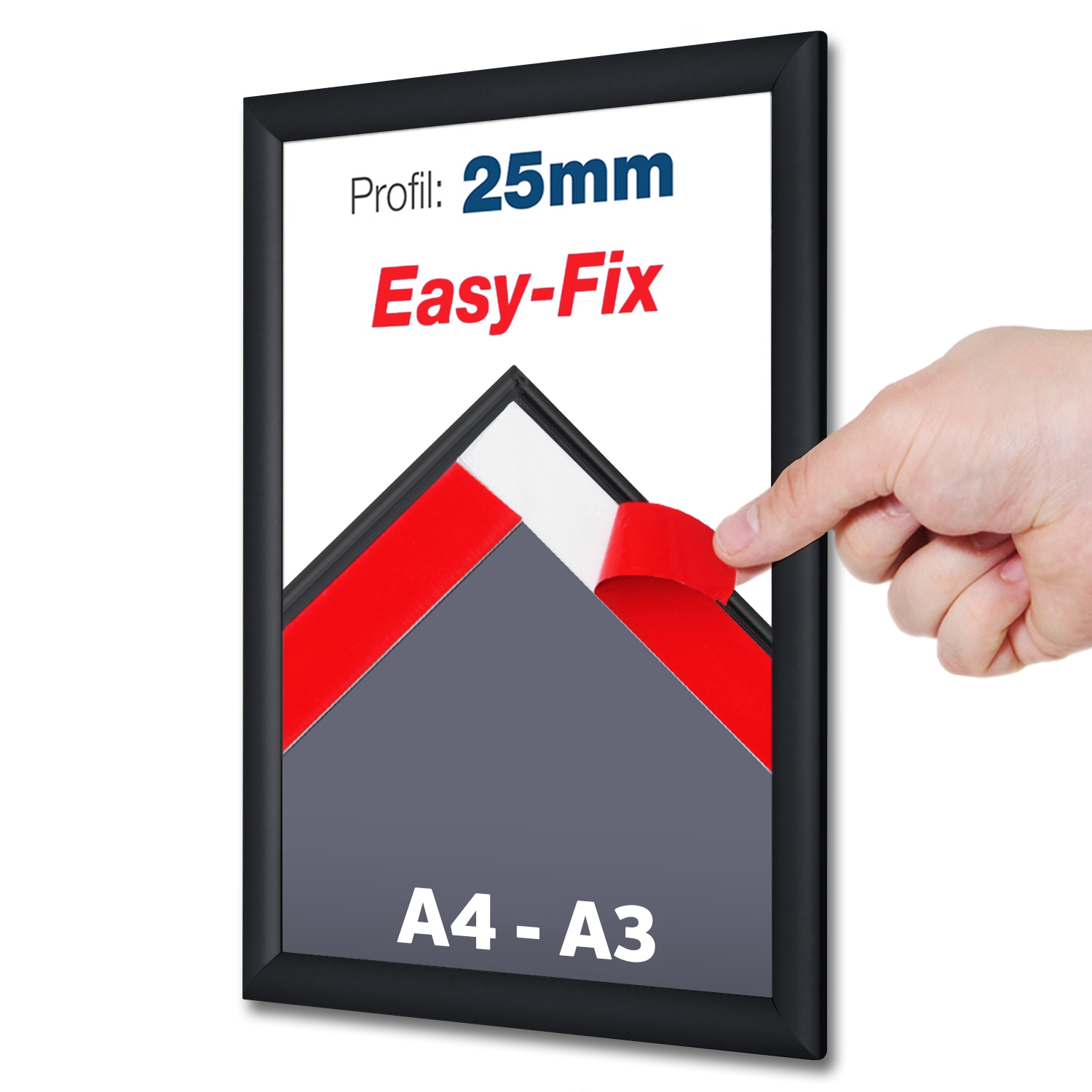 EasyFix Svart Självhäftande Snäppramar med 25mm profil