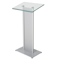 Härdat glas podium med frontpanel - Silver