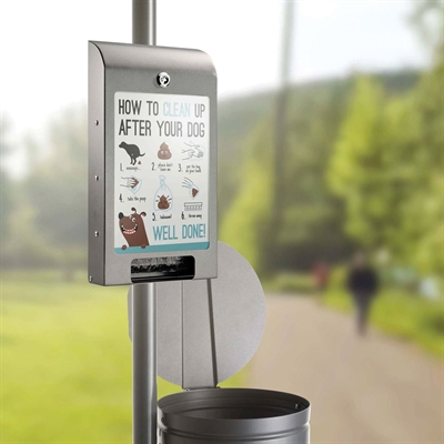 Hundpåsesdispenser med A4 informationsdisplay - Grå