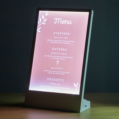 LED L-Stand Stående Menyhållare Svart - A5