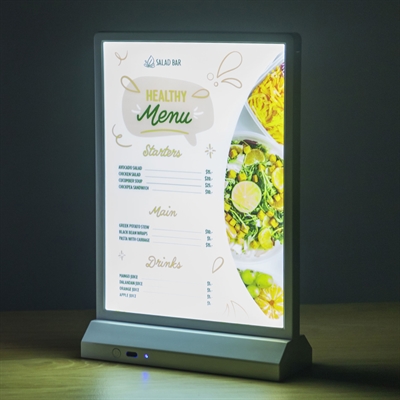 LED T-Stand Stående Menyhållare Svart - M65