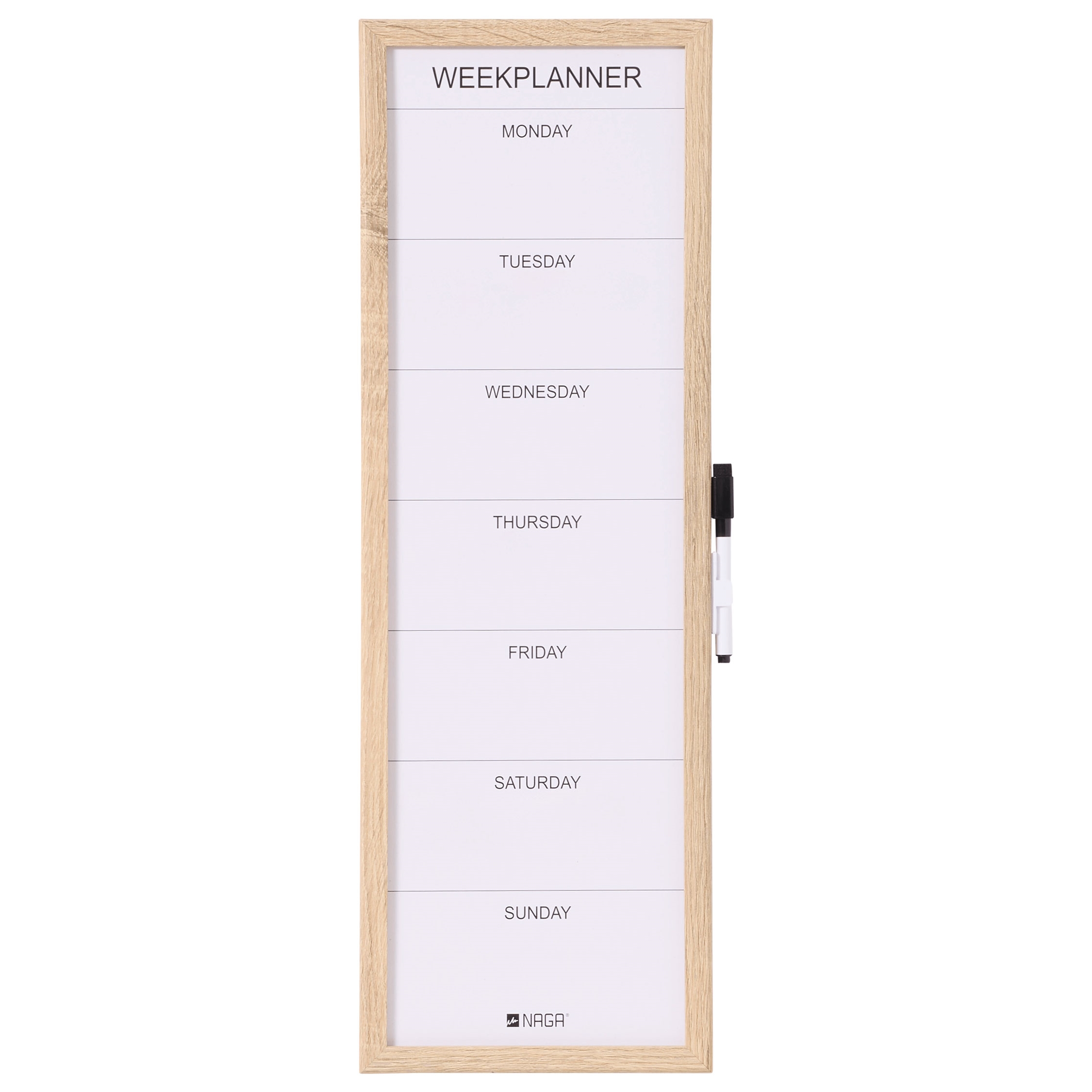 NAGA whiteboard veckotavla med träram - 20x60 cm