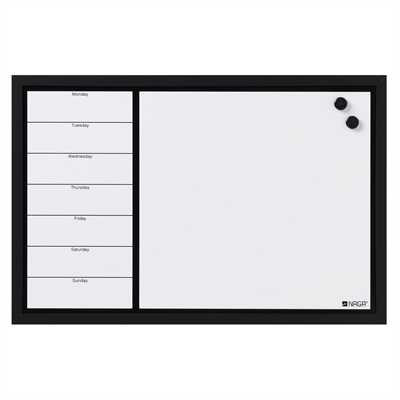 NAGA whiteboard veckotavla med svart ram - 60x40 cm