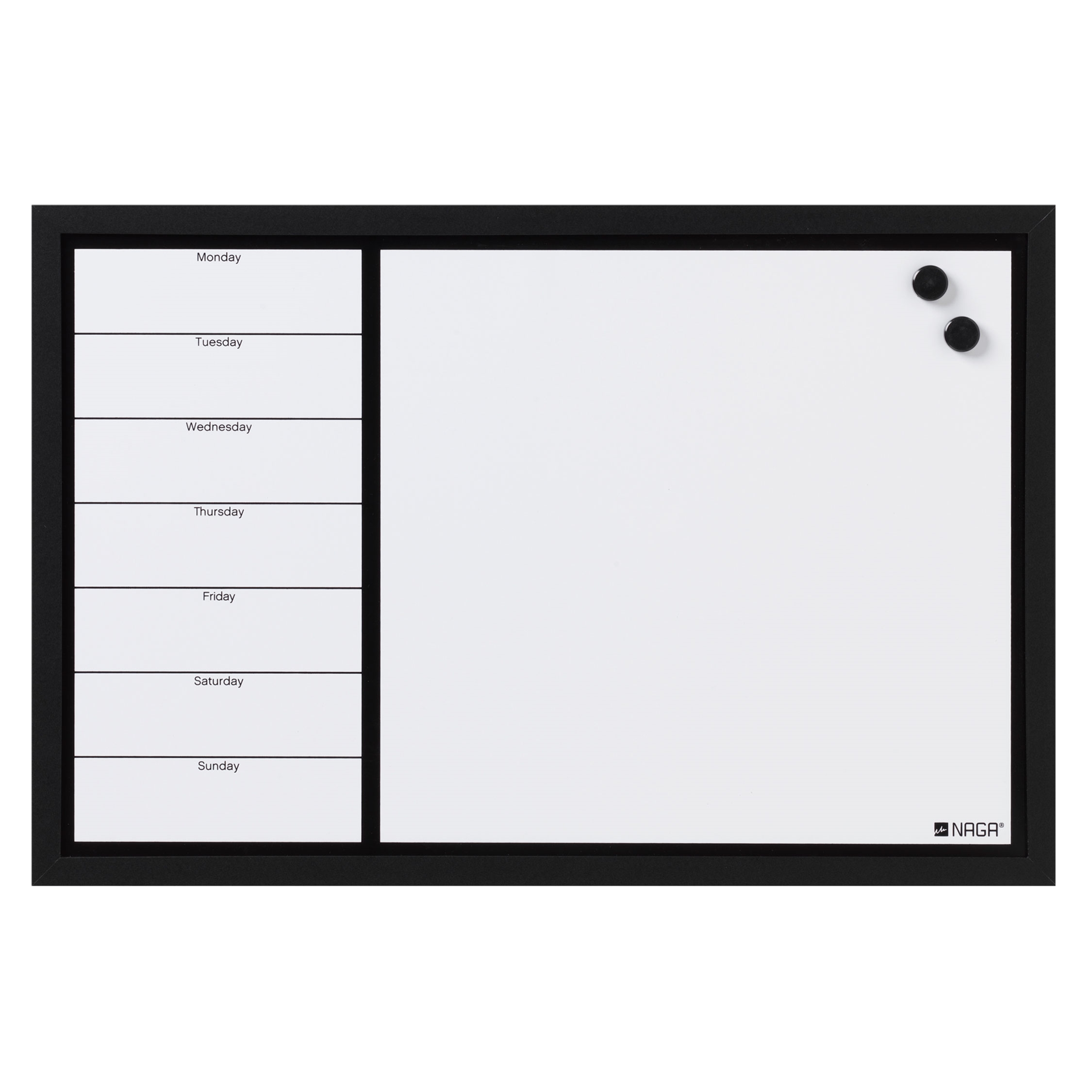 NAGA whiteboard veckotavla med svart ram - 60x40 cm