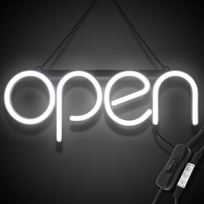 "OPEN" LED neonskylt - Vit