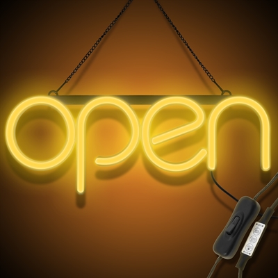 "OPEN" LED neonskylt - Orange