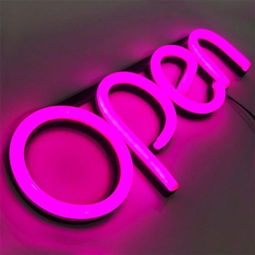 "OPEN" LED neonskylt - Rosa