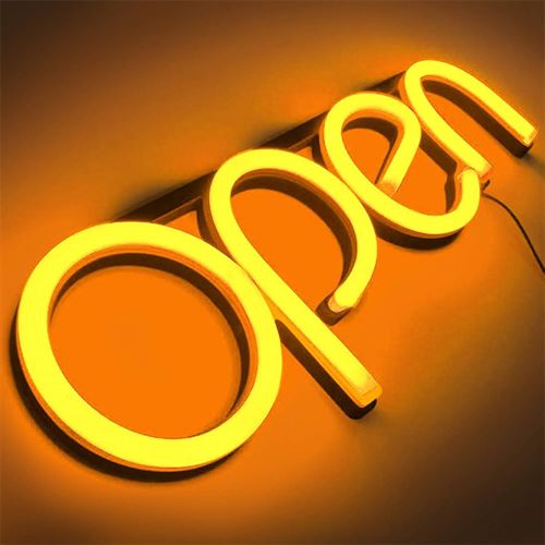 "OPEN" LED neonskylt - Orange