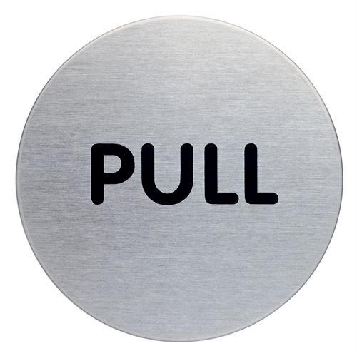 "PULL" skylt - Runt pictogram