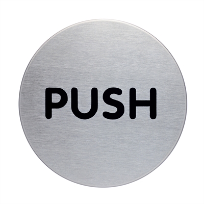 "PUSH" skylt - Runt pictogram