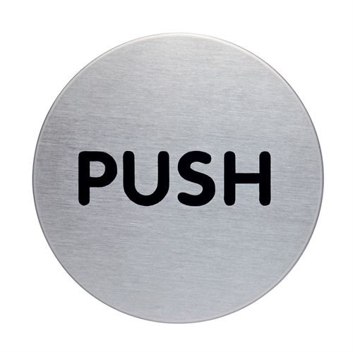 "PUSH" skylt - Runt pictogram