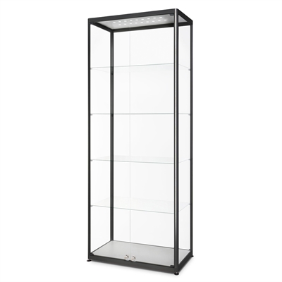 Premium Svart LED glasmonter med lås - 80x40x200 cm