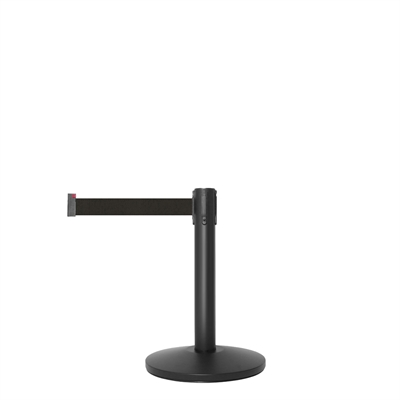 QueueMax Mini Svart avspärrningsstolpe med band