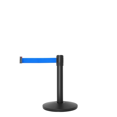 QueueMax Mini Svart Avspärrningsstolpe med blått band