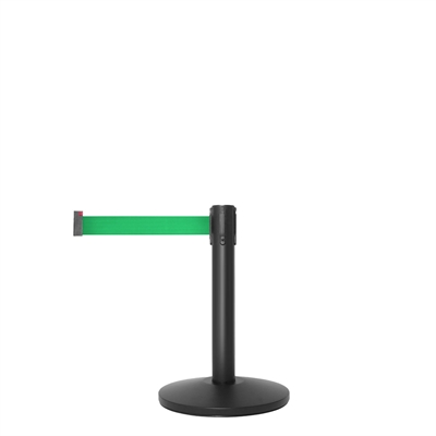 QueueMax Mini Svart avspärrningsstolpe med grön band