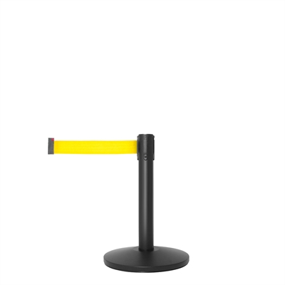 QueueMax Mini Svart Avspärrningsstolpe med gult band