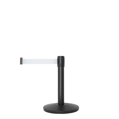 QueueMax Mini Svart avspärrningsstolpe med vit band