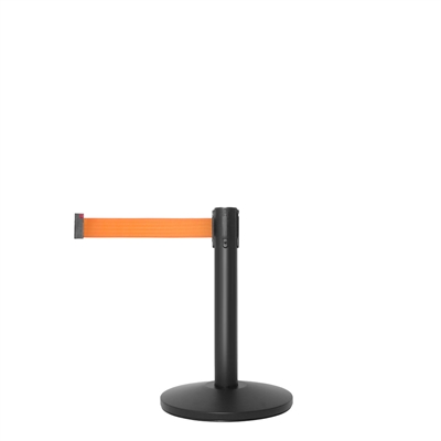 QueueMax Mini Svart avspärrningsstolpe med orange band