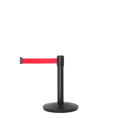 QueueMax Mini Svart Avspärrningsstolpe med rött band