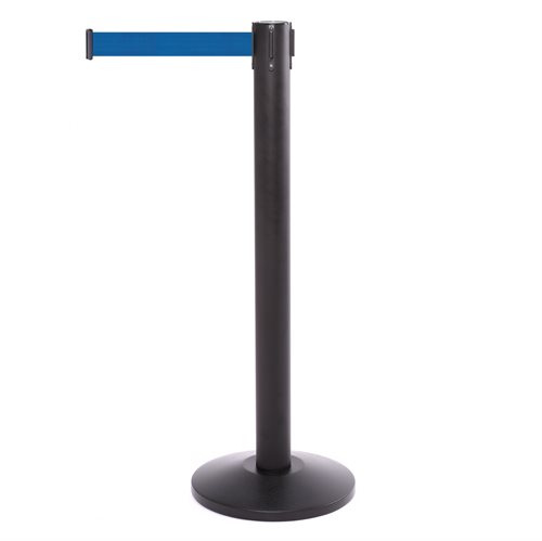QueuePro svart avspärrningsstolpe med blå band - 490 cm