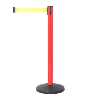 Röd SafetyMaster avspärrningsstolpe med fluorescerande gul band