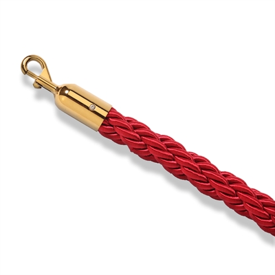 Rött flätat avspärrningsrep med mässing snäpplås - 200 cm