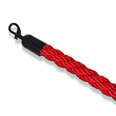 Rött flätat avspärrningsrep med svart snäpplås - 200 cm