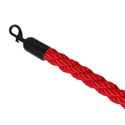 Rött flätat avspärrningsrep med svart snäpplås - 200 cm