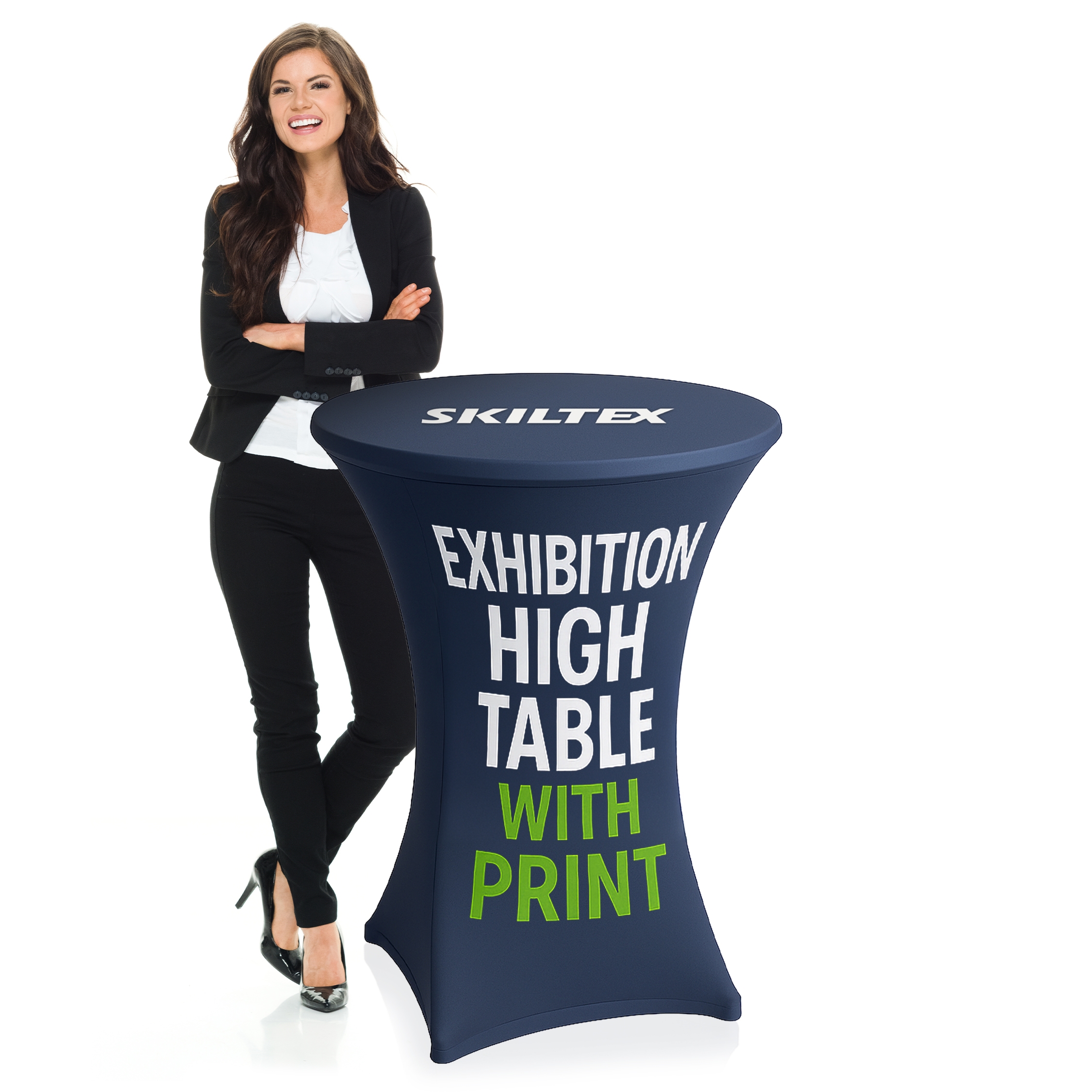 Runt Ståbord / Fällbart Bord - Ø80 x 110 cm - Inkl. Tryck