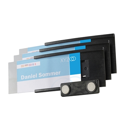 Sleek Magnetiskt Namnskylt Svart - 74x34 mm - Förpackning med 10 st