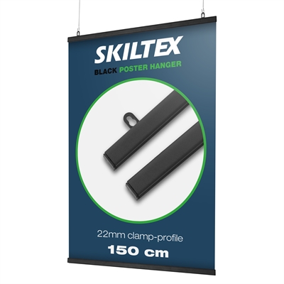 Svarta affischlister 150 cm | 22mm kläm-profil