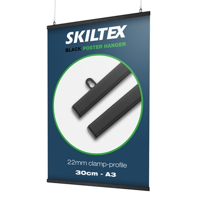 Svarta affischlister A3 - 30cm | 22mm kläm-profil