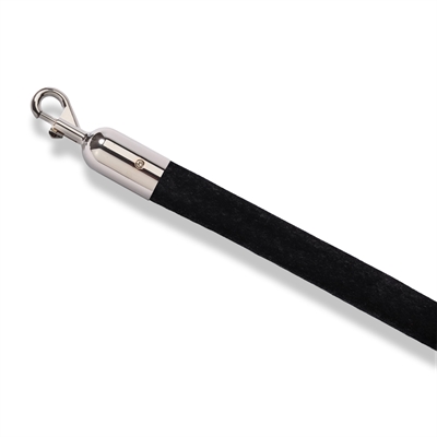 Svart velour avspärrningsrep med silvrigt snäpplås - 200 cm