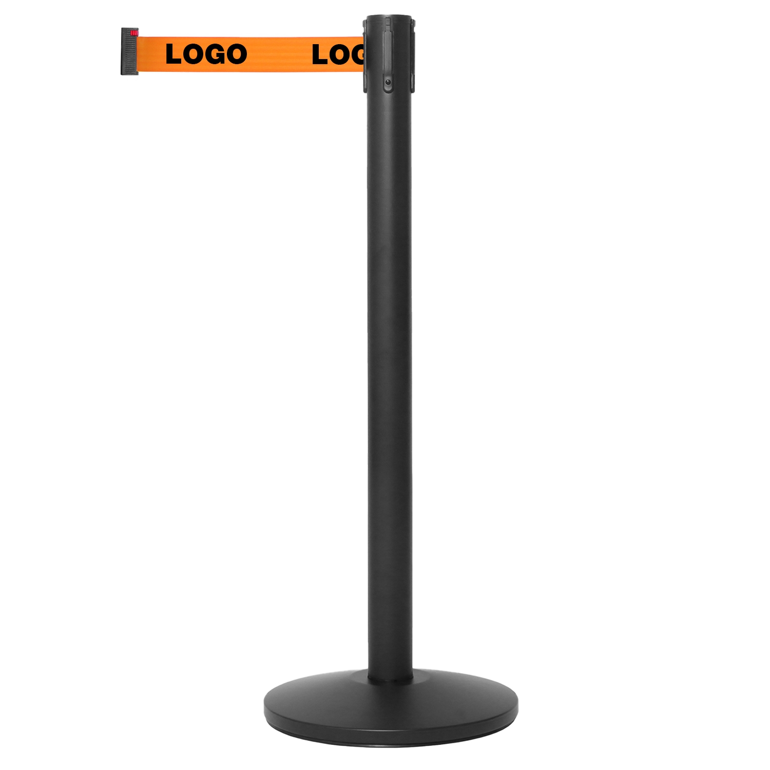 Svart avspärrningstolpe med orange band - Inkl. logo tryck