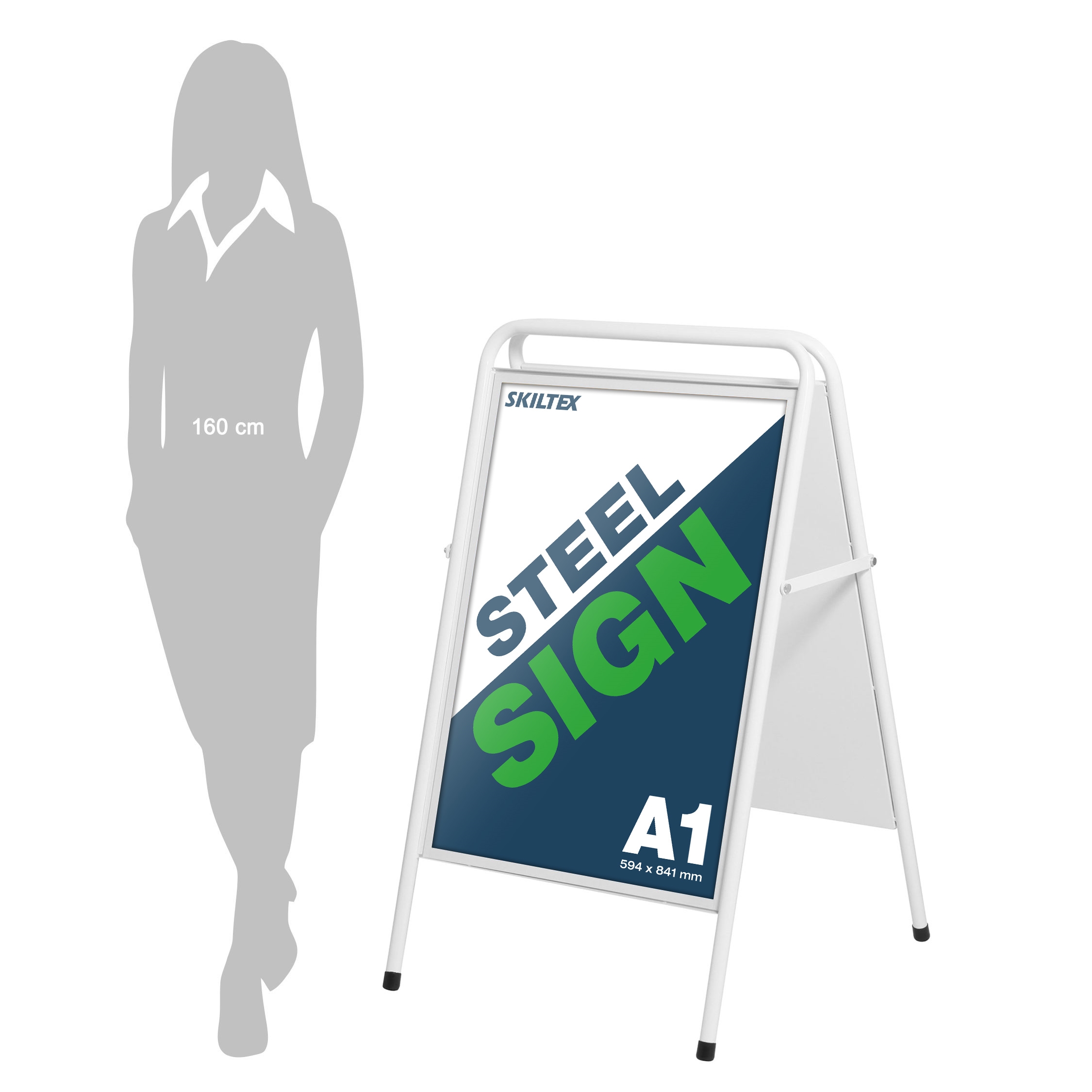 SteelSign Vit Trottoarpratare - A1