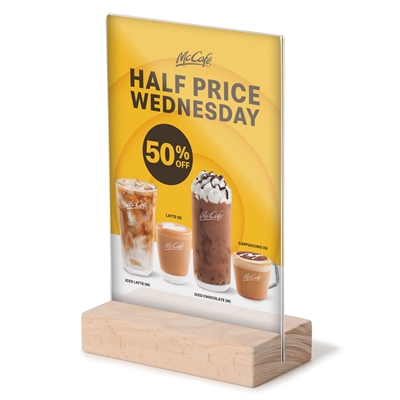 T-Ställ Stående Akrylskylt med Träfot - A5