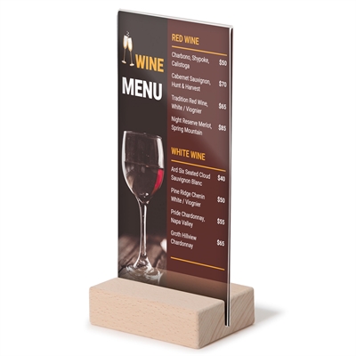 T-Ställ Stående Akrylskylt med Träfot - M65