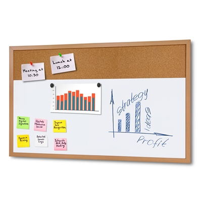 Trä Combi Board whiteboards med kork till vägg - 60x90 cm