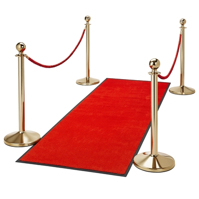 VIP Entréset - Guld avspärrningsstolpar med Röd Matta & Rep