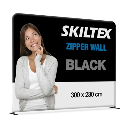 Zipper Wall Straight Svart - 300x230 cm - Inkl. tryck på båda sidor