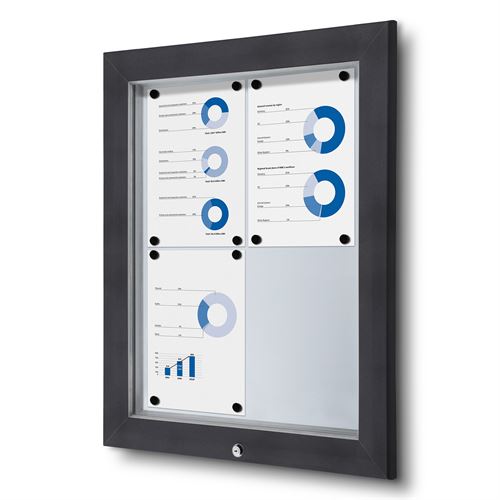 Antracit Premium 4xA4 Outdoor Whiteboard Skyltskåp
